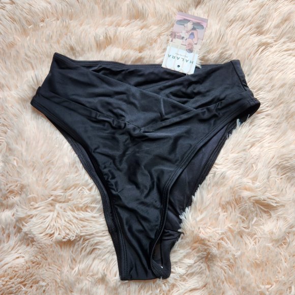 HALARA Black Crossover Bikini Bottom Swimsuit - Size S - Picture 2 of 6